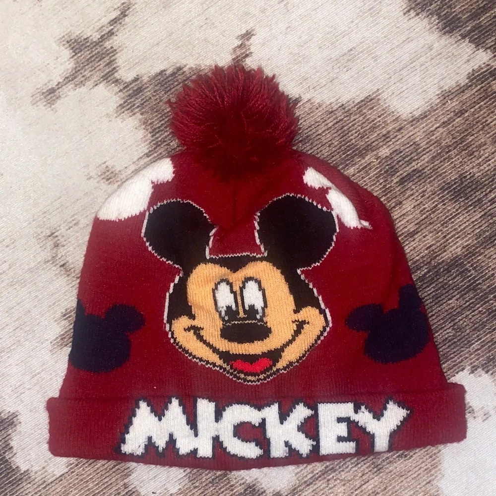 Kids Mickey Mouse beanie hat with Pom Pom